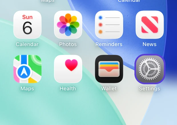 The Settings app icon on the iPhone Home Screen